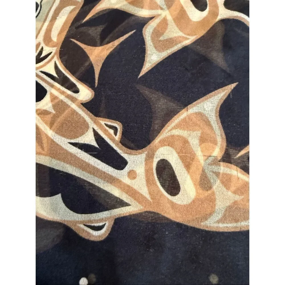 Vintage Anthony Joseph Scarf Coast Salish ‘Circle of Life’ Salmon Art Earthy